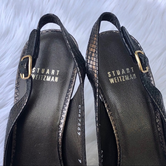 Stuart Weitzman Snakeskin Peep Toe Heels - Picture 5 of 8